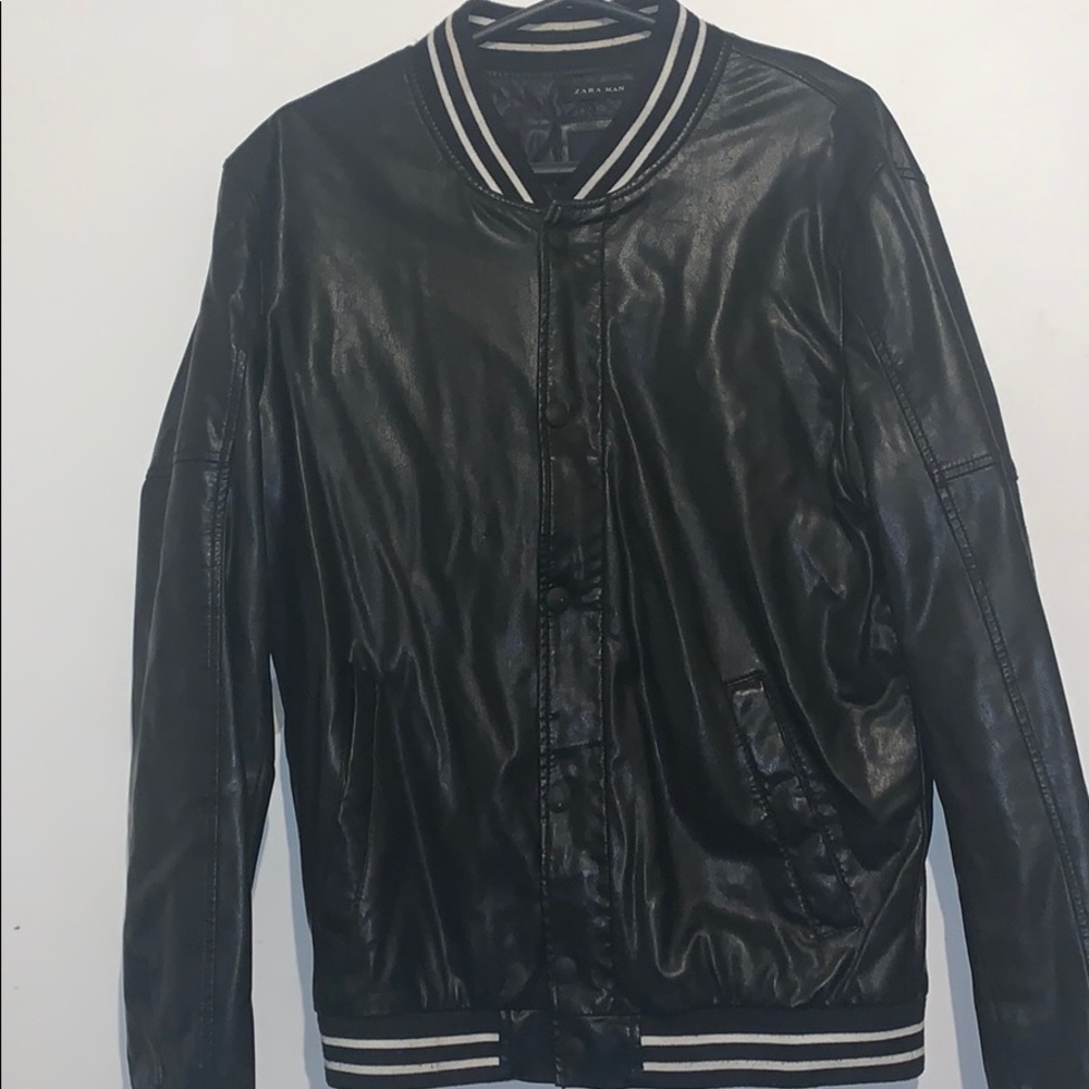 Leather varsity jacket